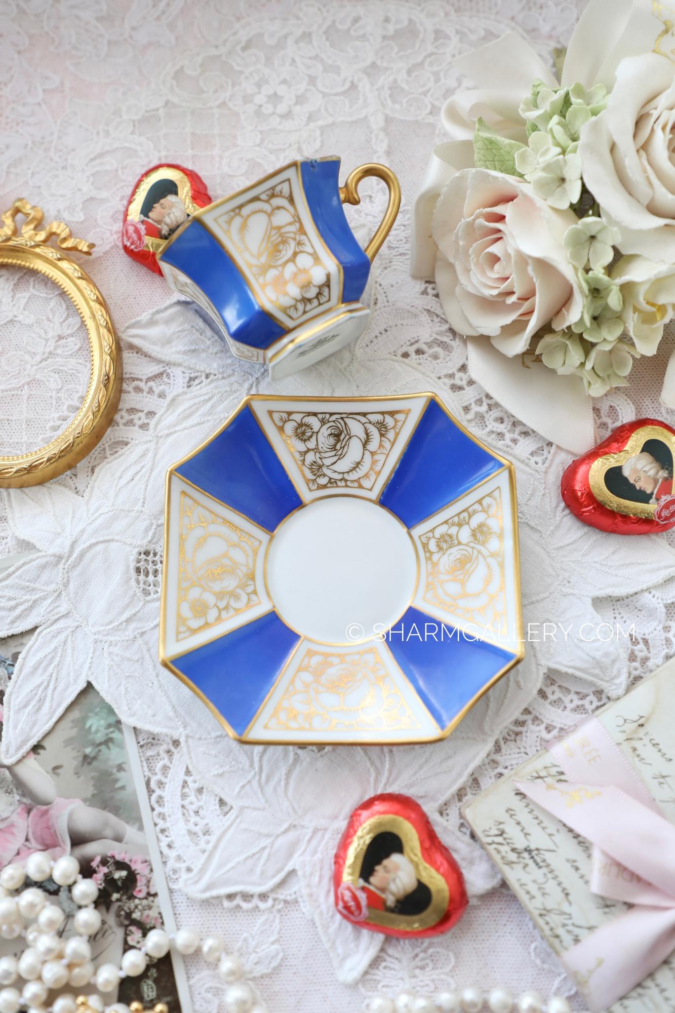 Кофейное блюдце «Золотая роза» чашка с дефектом в подарок, фарфор Розенталь/Rosenthal, Германия.