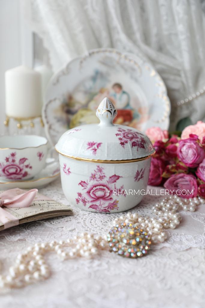 Бонбоньерка круглая шкатулка «Аппони» серия Apponyi purpur, фарфор Herend (Хэренд) Венгрия.