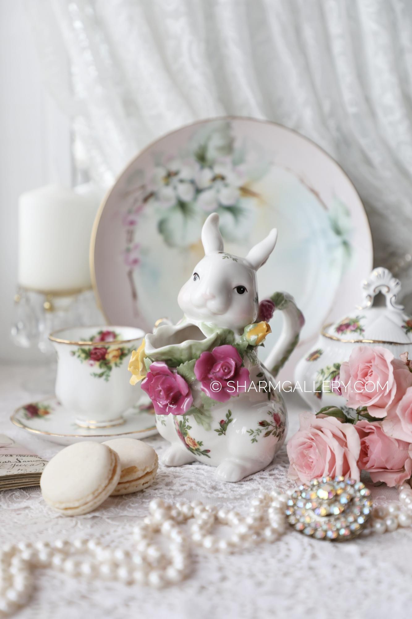 Редкость! Сливочник/Молочник «Заяц» Old Country Roses костяной фарфор Royal Albert Англия.