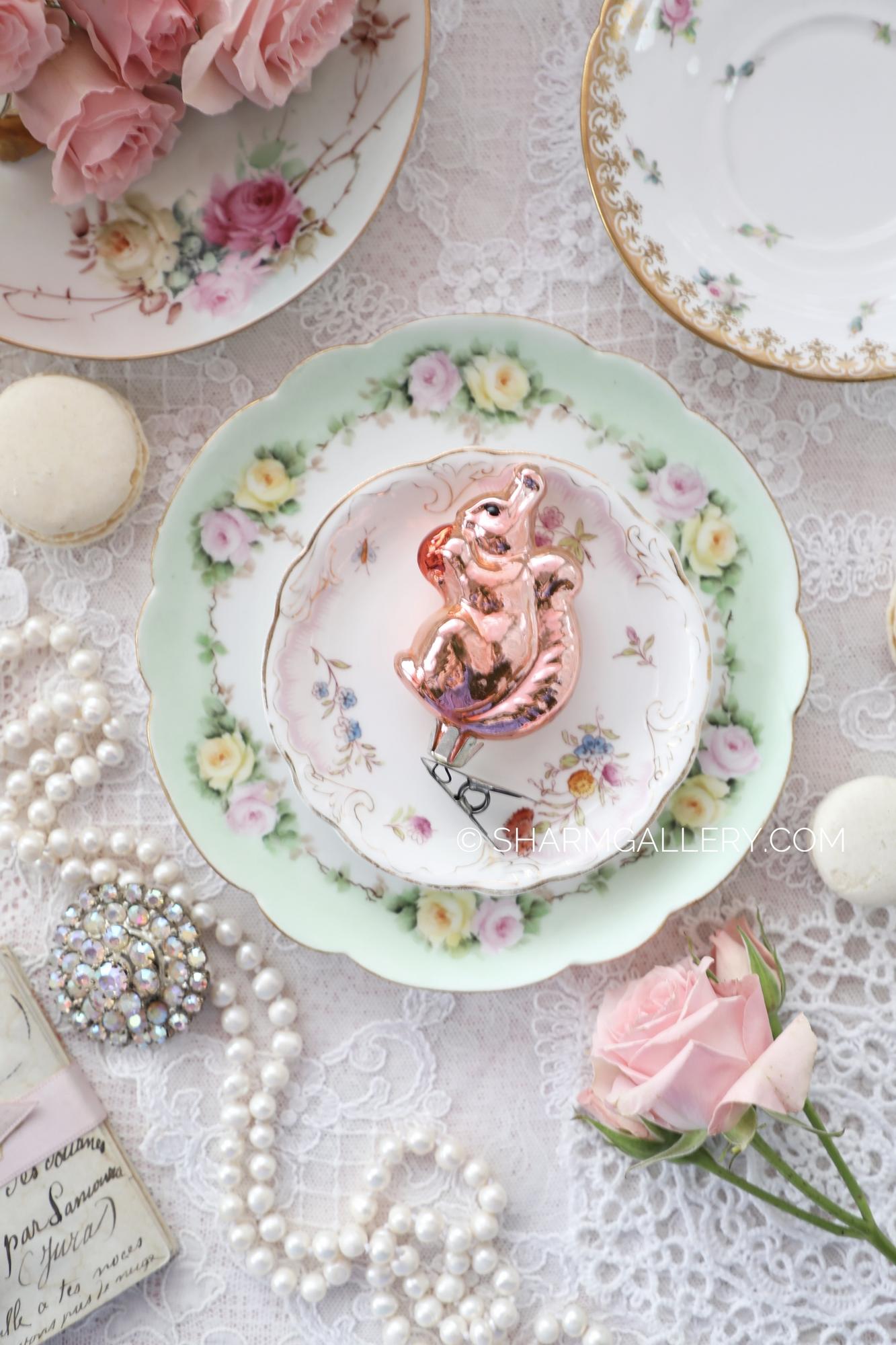 Белочка. №21 Елочная игрушка, стекло на прищепке, СССР.