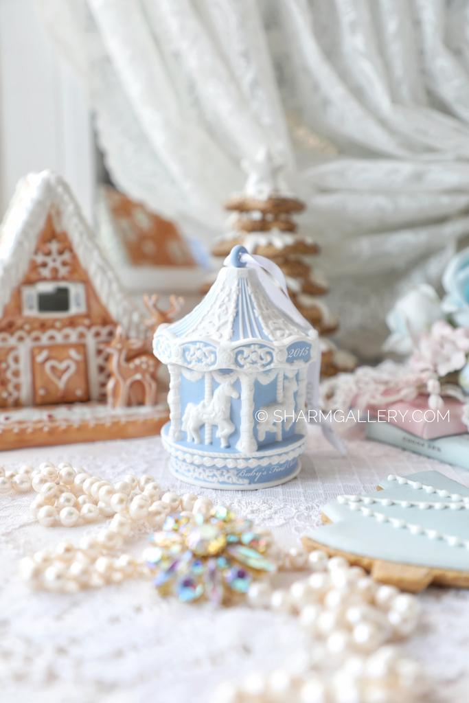 Елочное украшение “Карусель“ голубой бисквитный фарфор Веджвуд/Wedgwood, Англия.