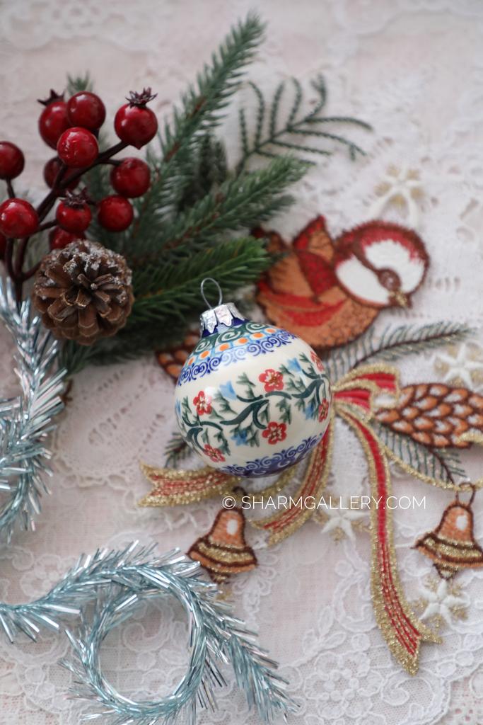 Елочный шар №2 ручная роспись. Болеславская керамика. Польша.
