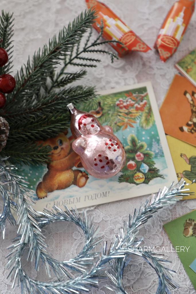 Матрешка Неваляшка. Елочная игрушка, стекло, СССР. №3