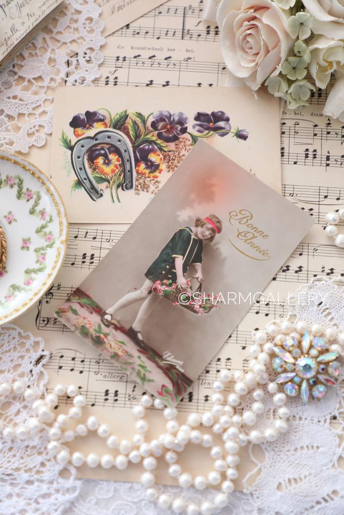 Набор 2 антикварные открытки №210 “Bonne Annee“. подписаны, Франция