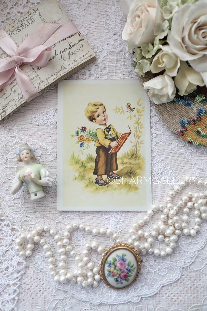 Старинная открытка №222 «Певец» серия Дети, чистая. Германия