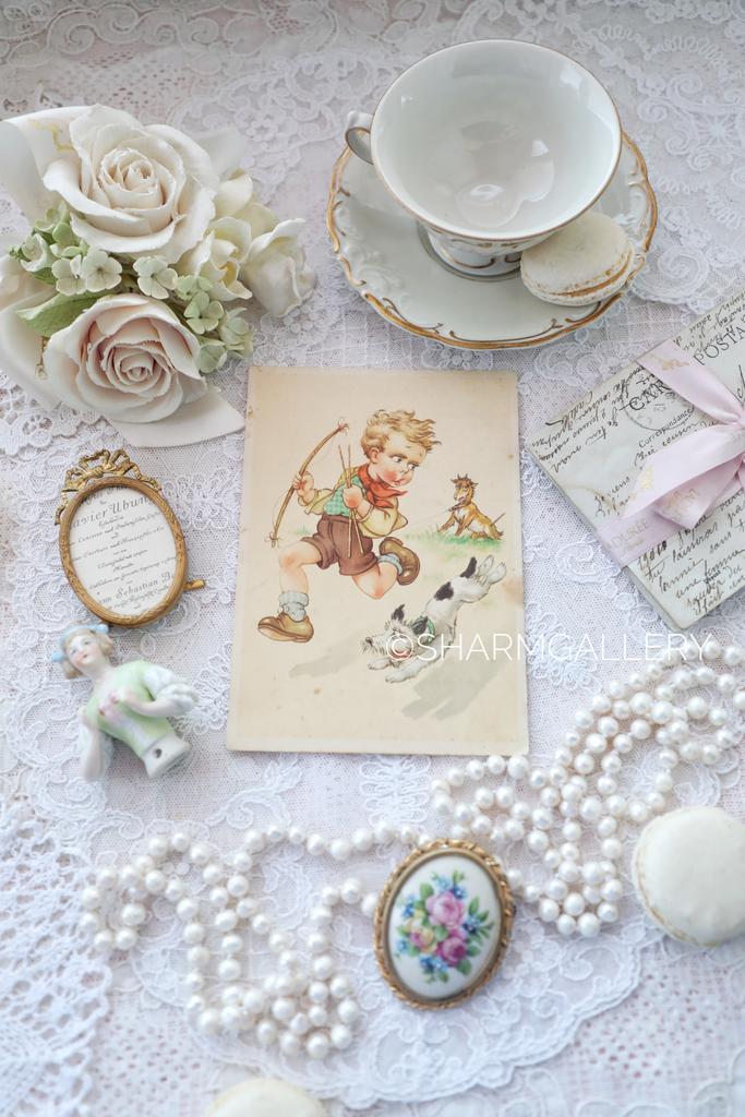 Старинная открытка №227 «Мальчик с собакой» серия Дети, чистая. Германия