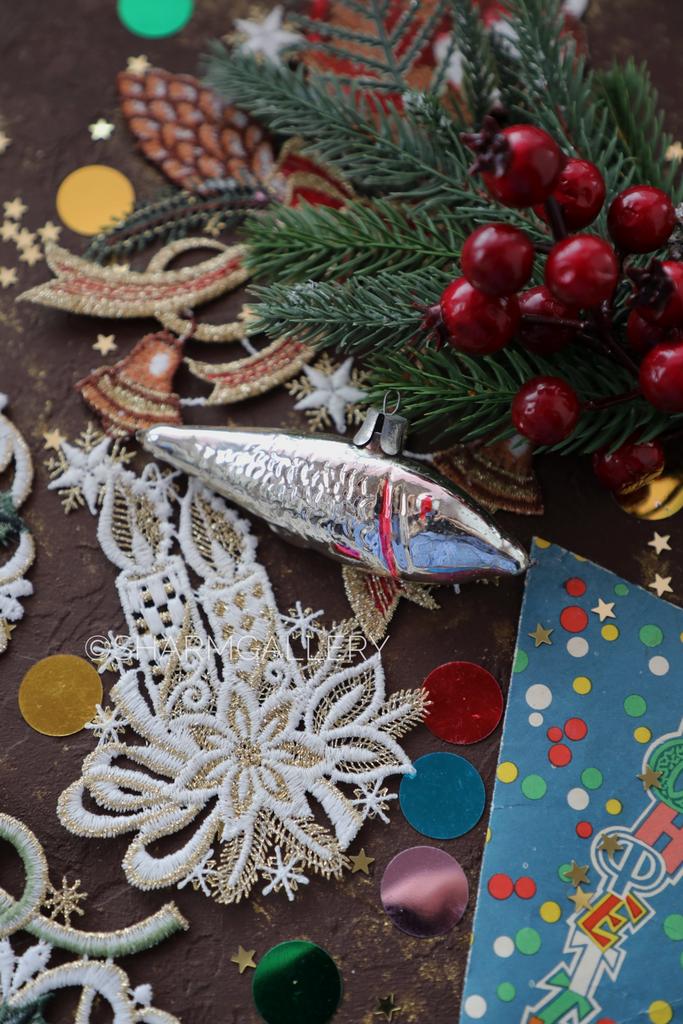 Рыба рыбка - селедка №7 елочная игрушка, стекло СССР.