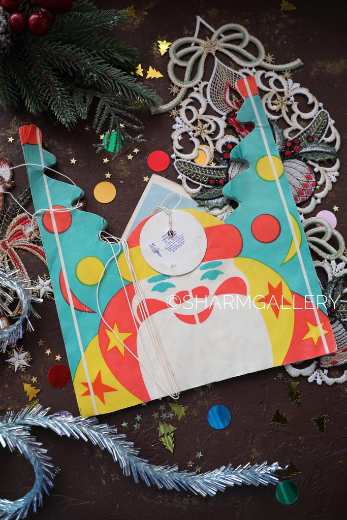 Растяжка - гирлянда бумажная "Дед Мороз" СССР.