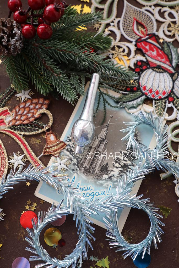 Верхушка макушка для елочки «Малютка» навершие для елки №25стекло, 9см. СССР.