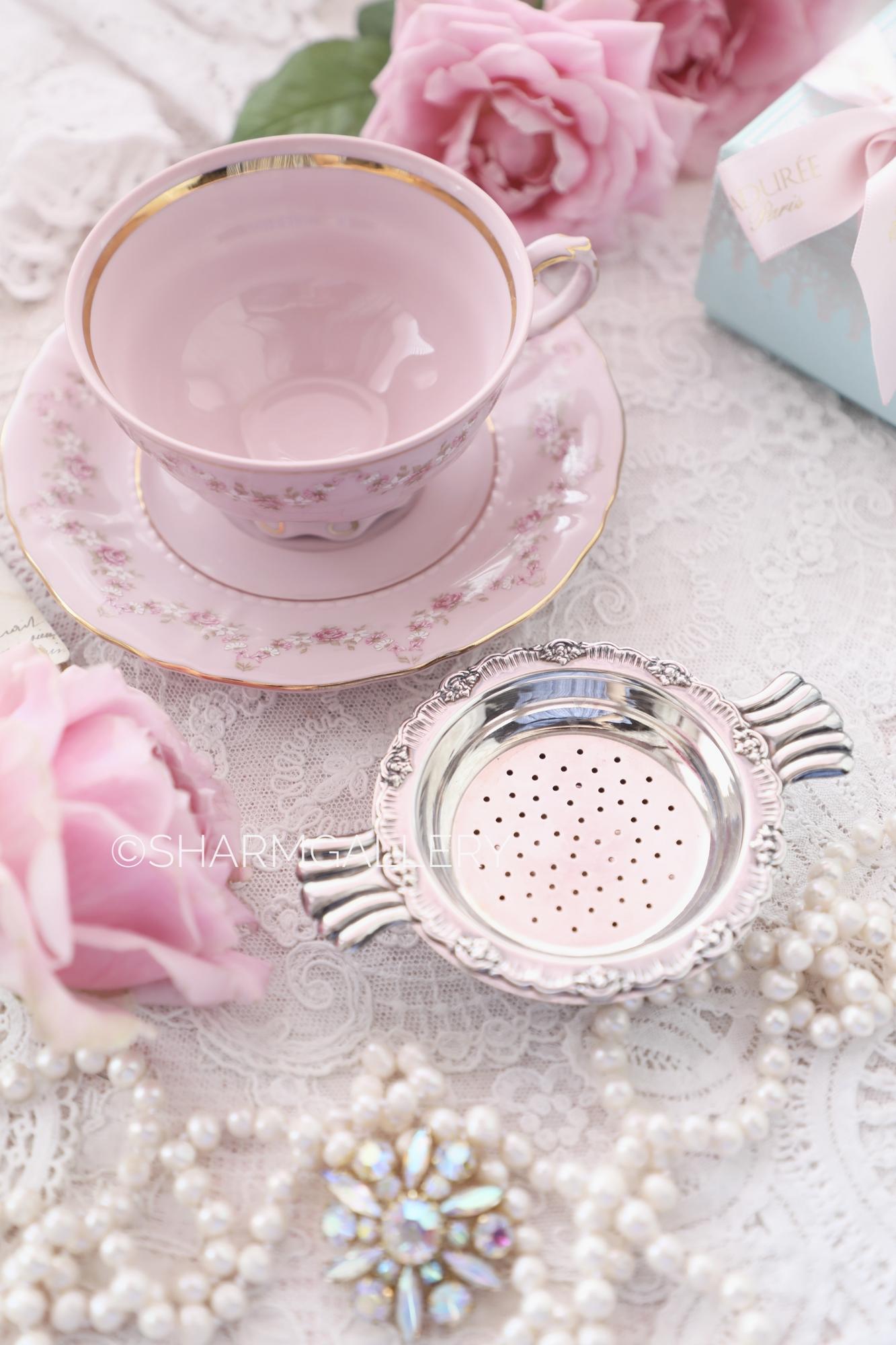 Уценка! Чайная пара «Розовая соната» розовый фарфор Leander Чехия.