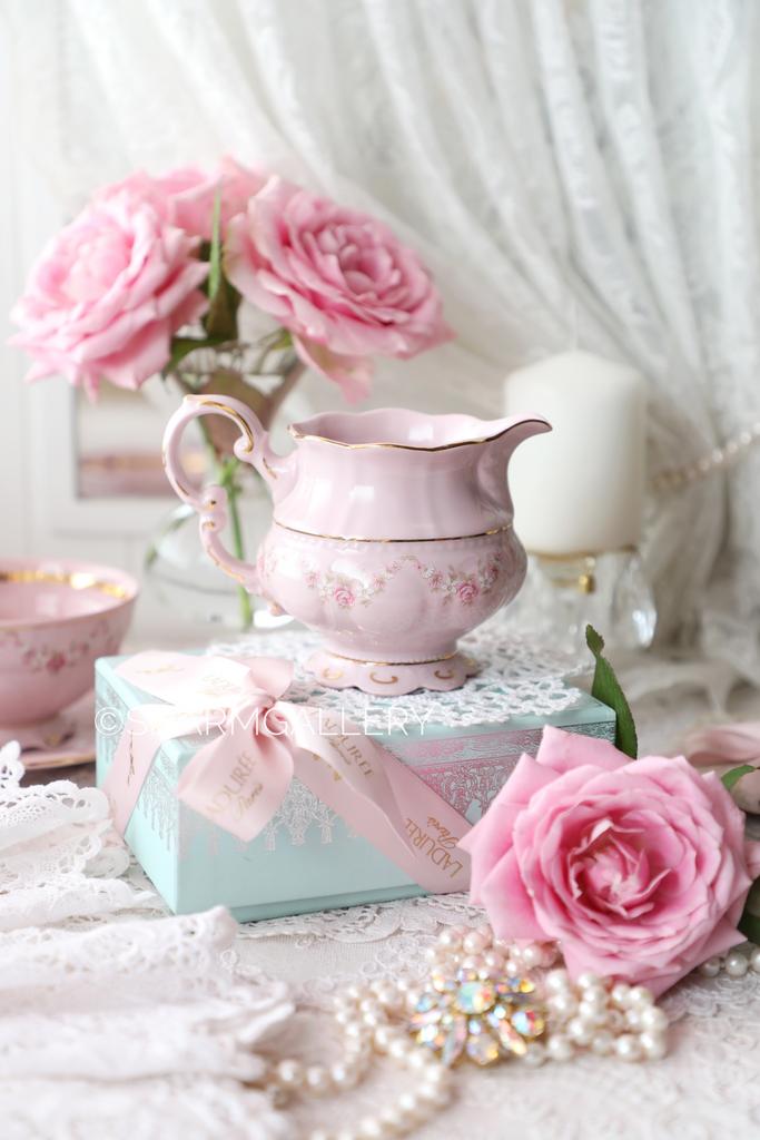 Сливочник «Розовая соната» 250мл  розовый фарфор Leander Чехия.