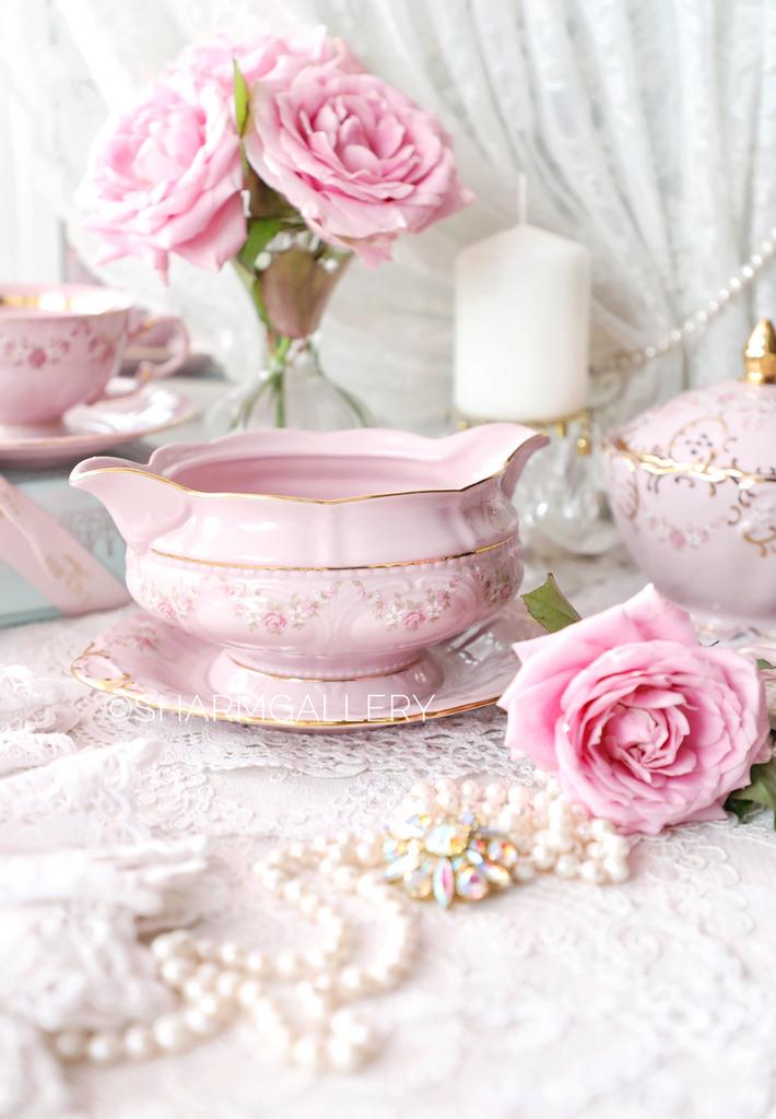 Соусник на подставке 500мл «Розовая соната» розовый фарфор Leander Чехия.