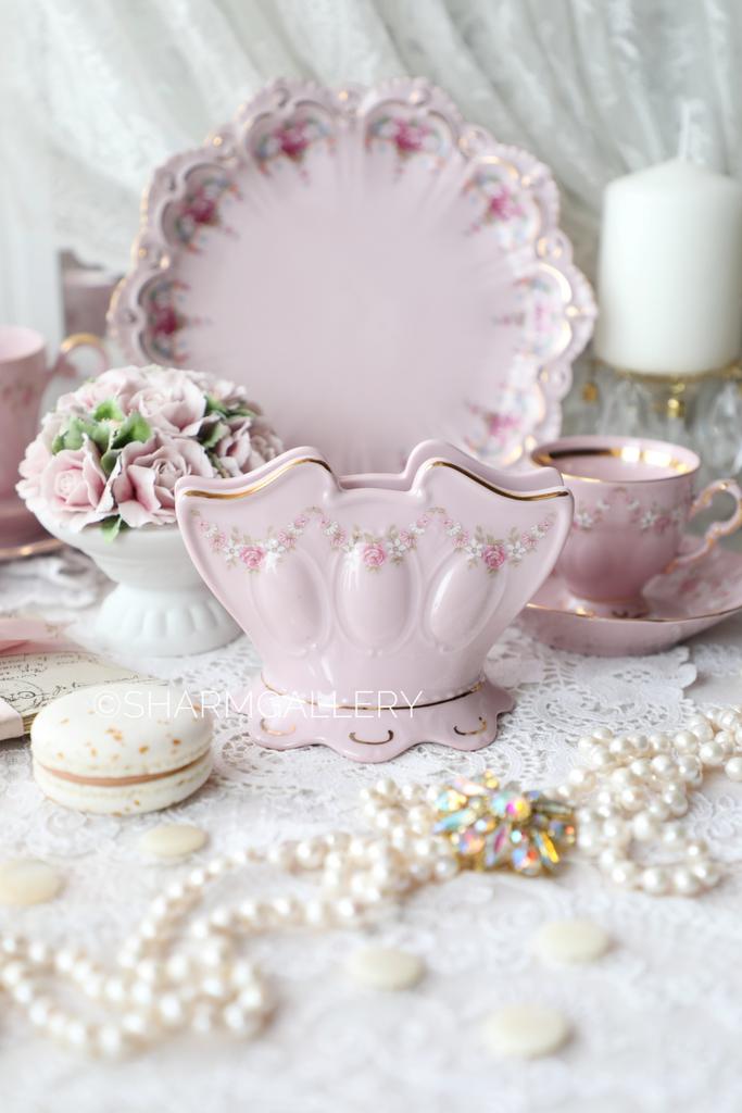 Салфетница «Розовая соната» розовый фарфор Leander Чехия.