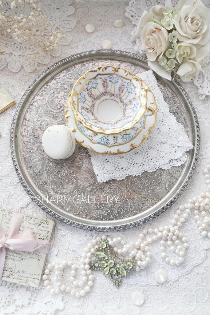 Чайный поднос круглый 29см., серебрение, старая Англия