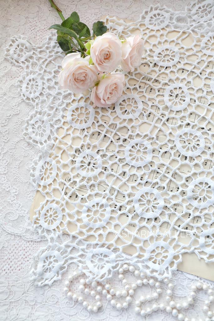 Кружевная белая квадратная салфетка 40см,. Вязанная салфетка, Германия. №32