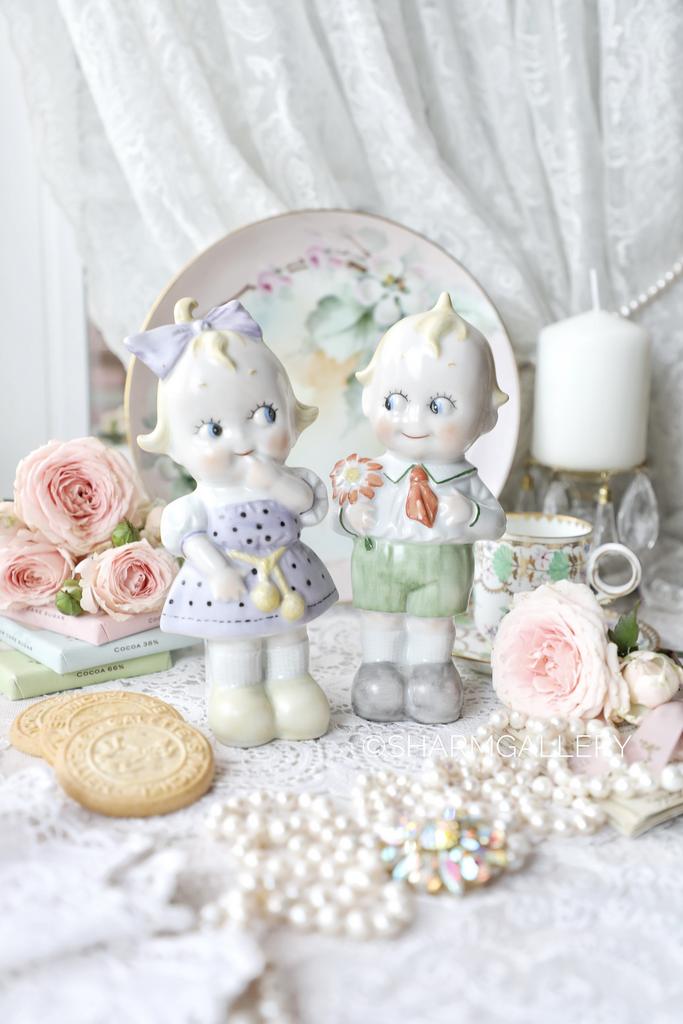 Редкость! Пара статуэток Kewpie Мальчик и Девочка фарфор Lindner Линднер, Германия