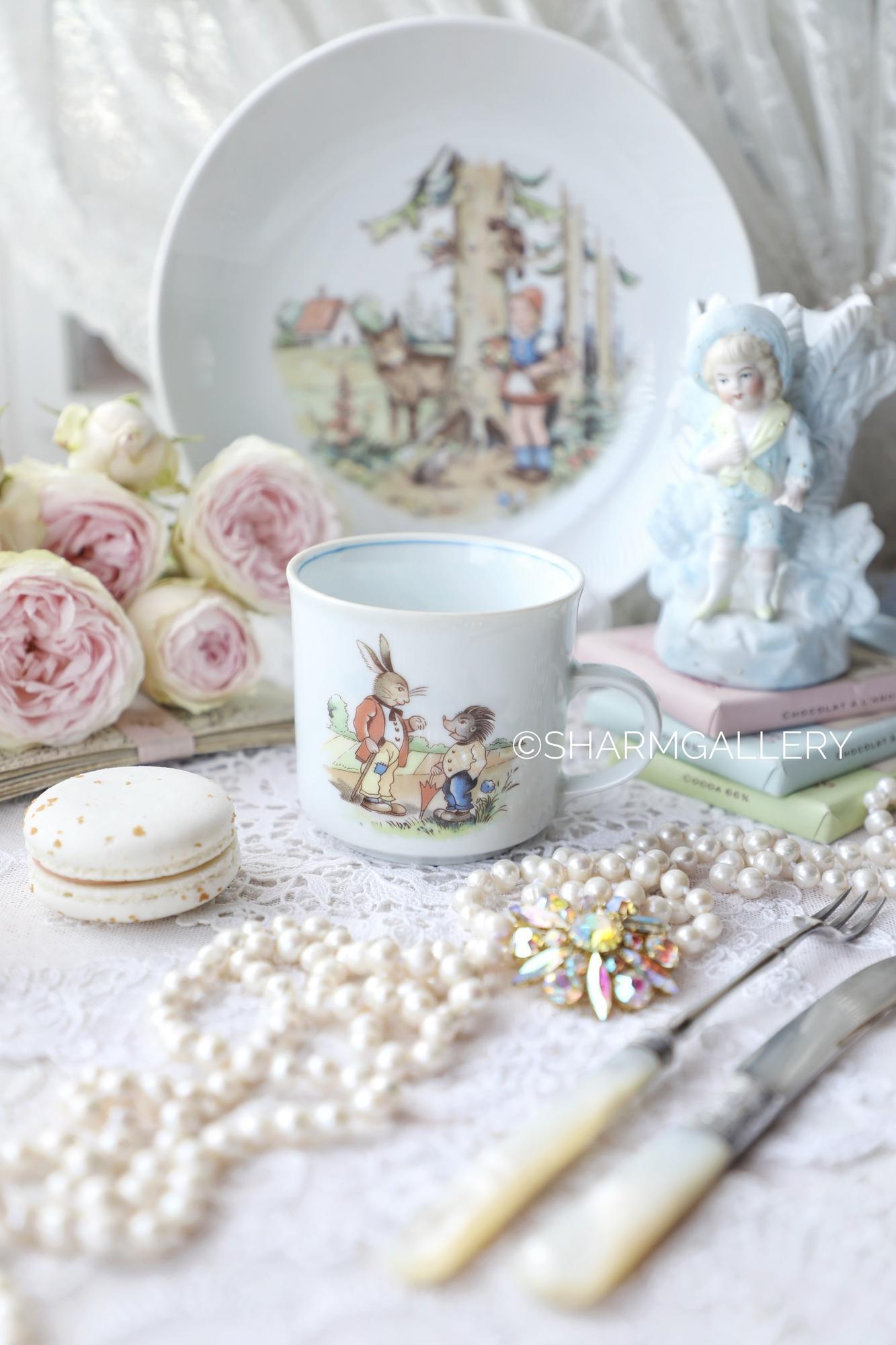 Детская кружка Кролик и Ежик, 220мл фарфор Colditz Кольдиц, ГДР. №4