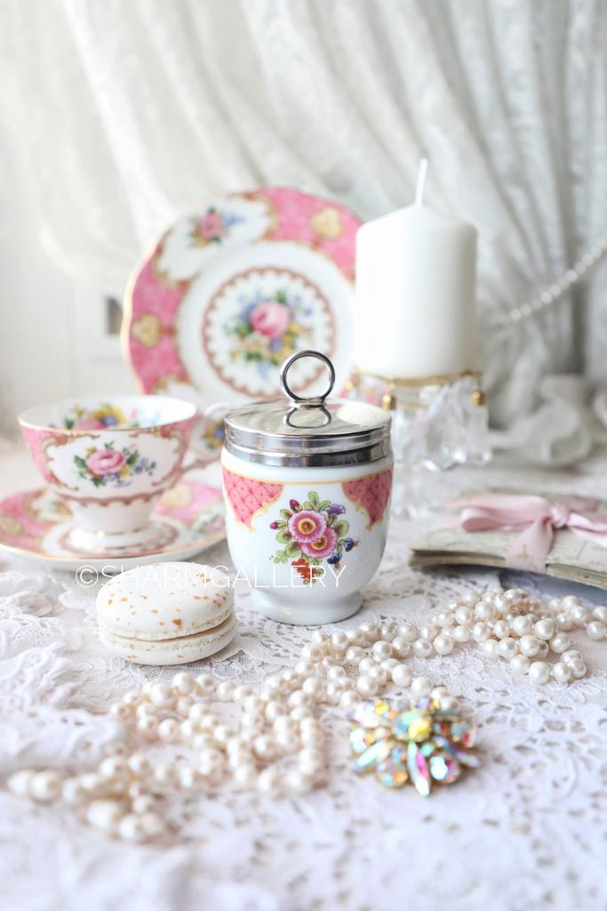 Кодлер "Worcester Flowers" (цветы Вустера)  king size на 2 яйца фарфор Royal Worcester, Англия.