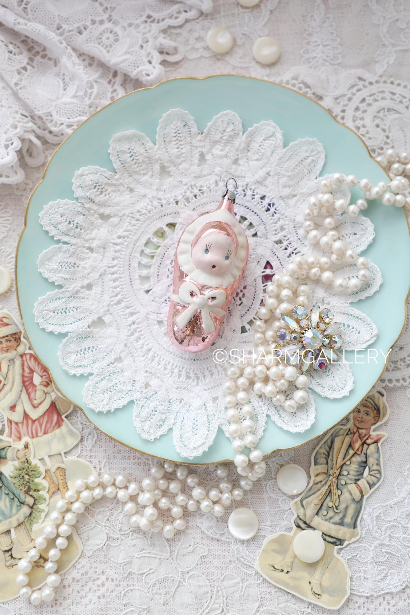 Младенец/Пеленашка розовый №36 советская елочная игрушка, стекло СССР.