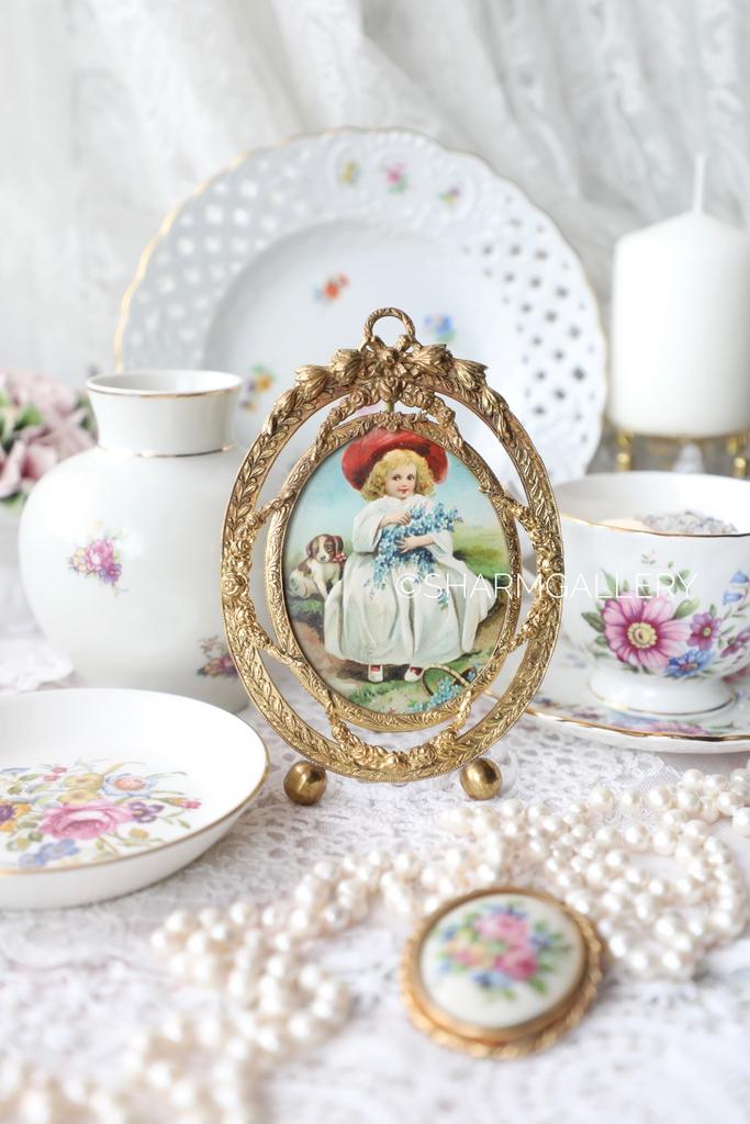 Редкость! Антикварная овальная фоторамка рамка для фото бронза, позолота, Франция.