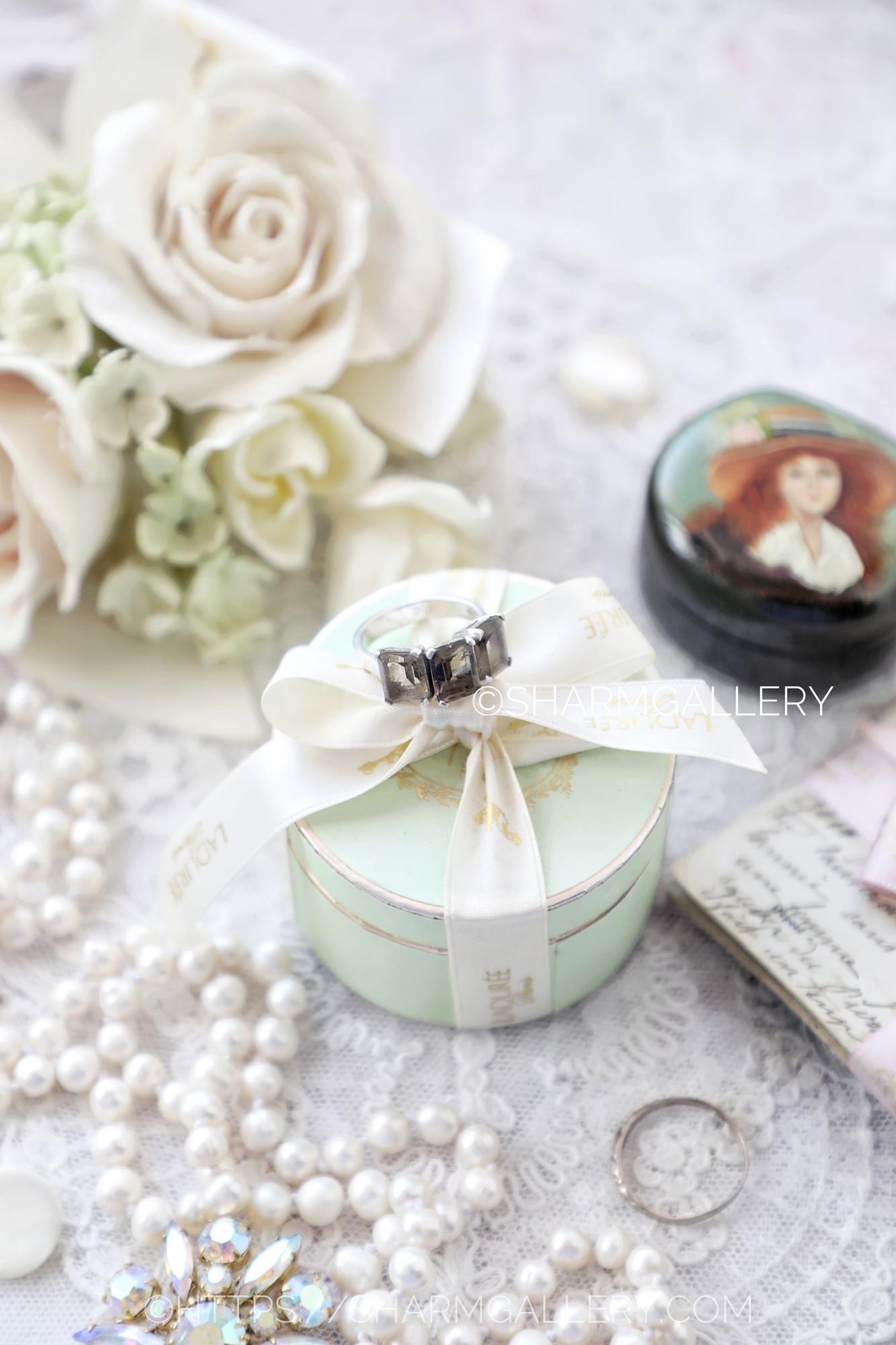 Кольцо с натуральным Раухтопазом (Дымчатый кварц) 18 размер, серебро 925пр., 1990гг.