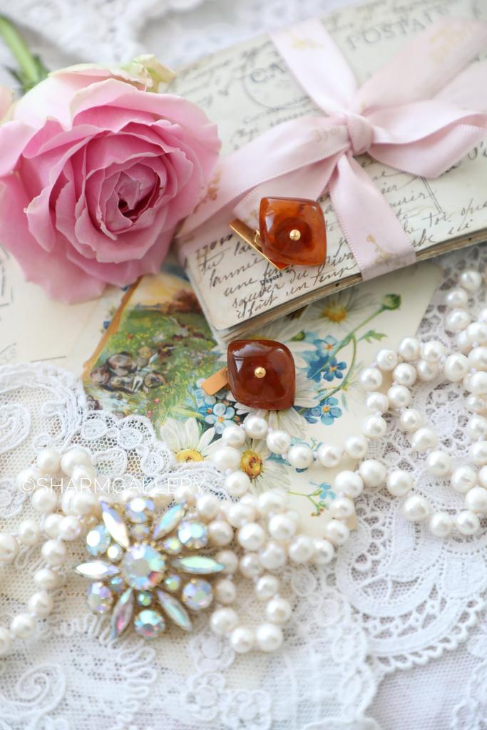 Винтажные запонки с балтийским янтарем, СССР.