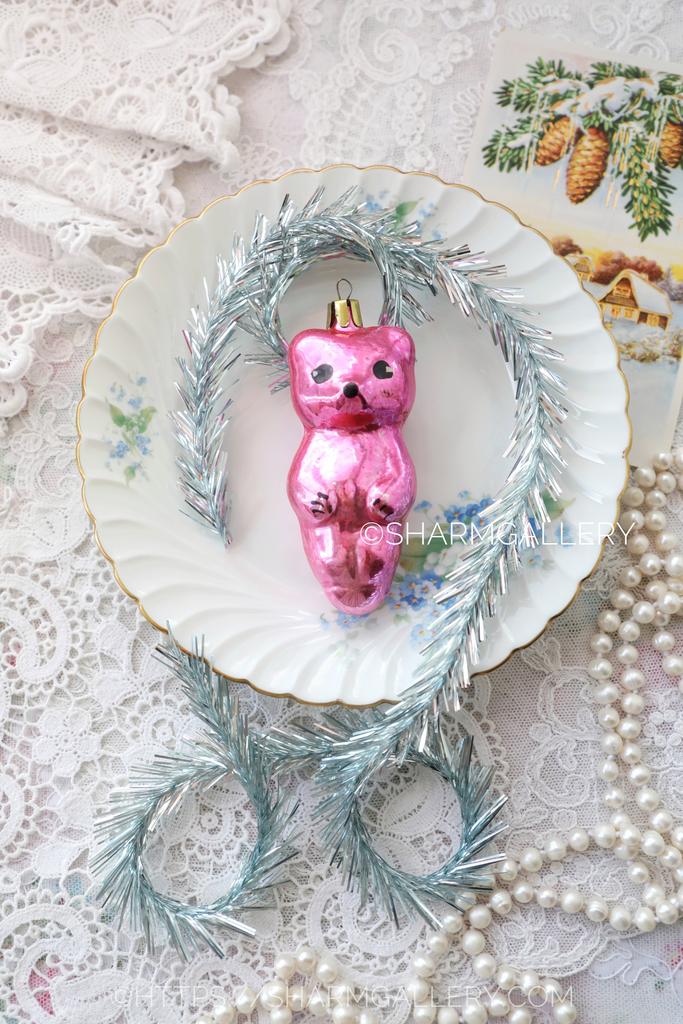 Мишка. №5 Елочная игрушка, стекло, СССР.