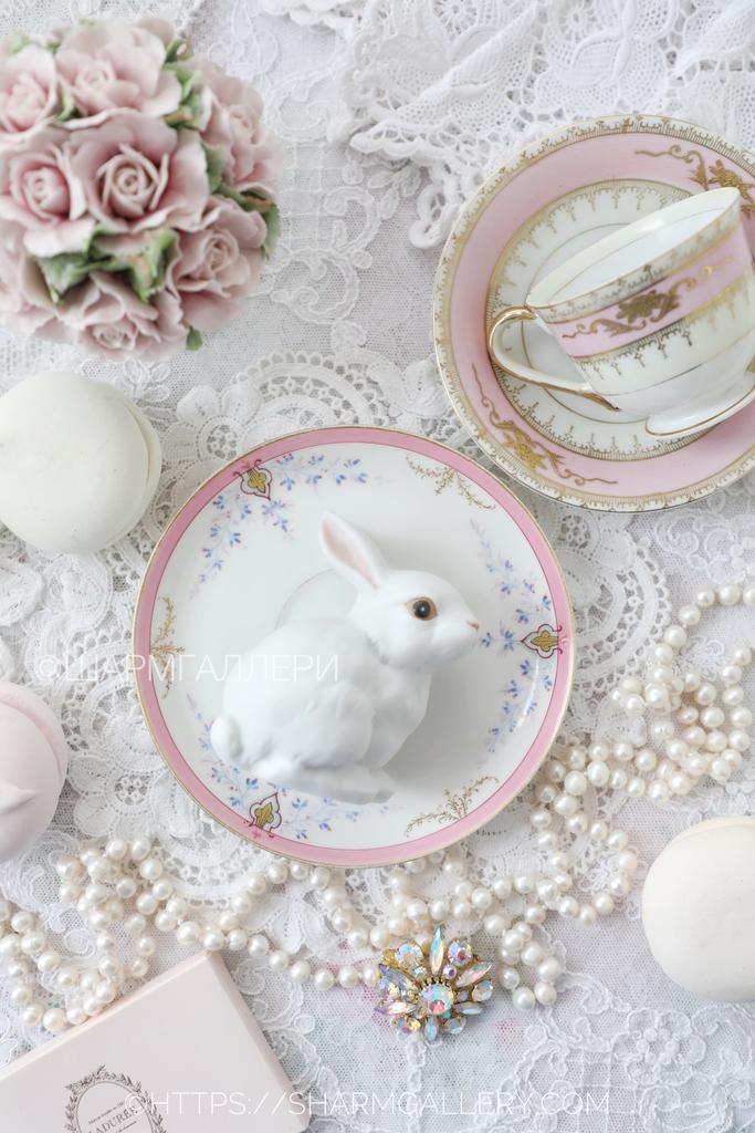 Сидящий кролик заяц фарфоровая статуэтка фигурка бисквитный фарфор Rosenthal Розенталь Германия