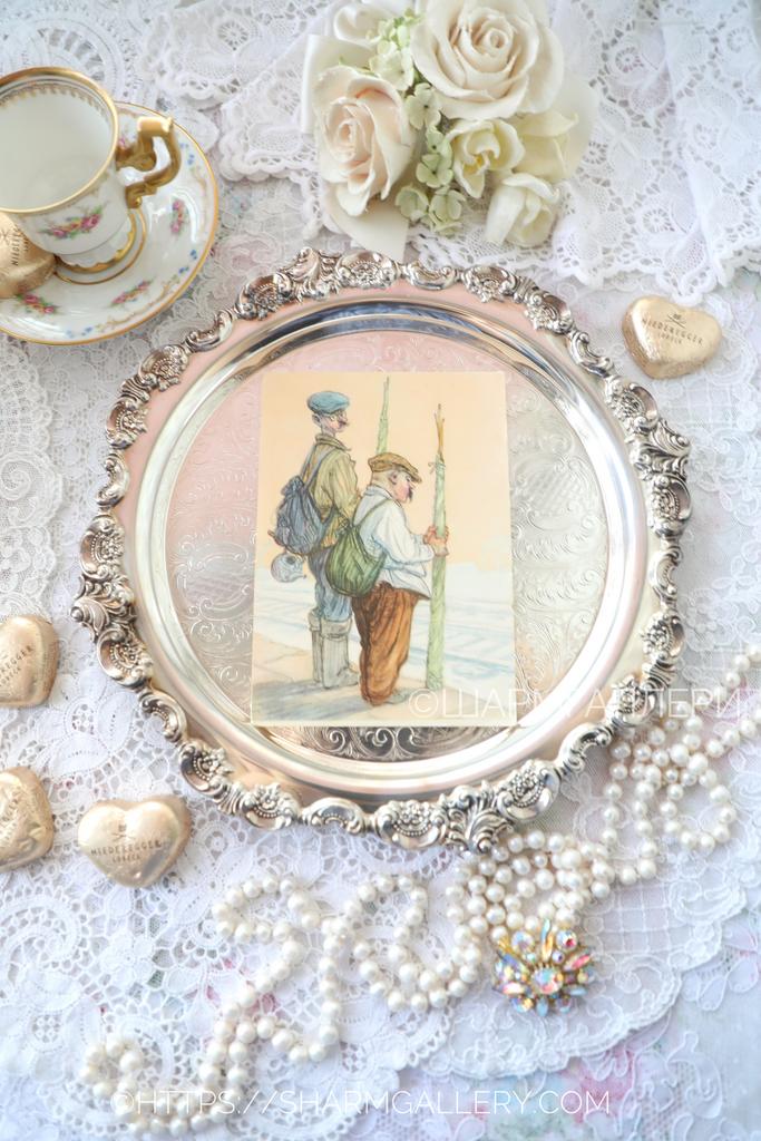 Открытка №285 "На рыбалку" Рыбаки художник И.М. Семенов 1956г. СССР Чистая.