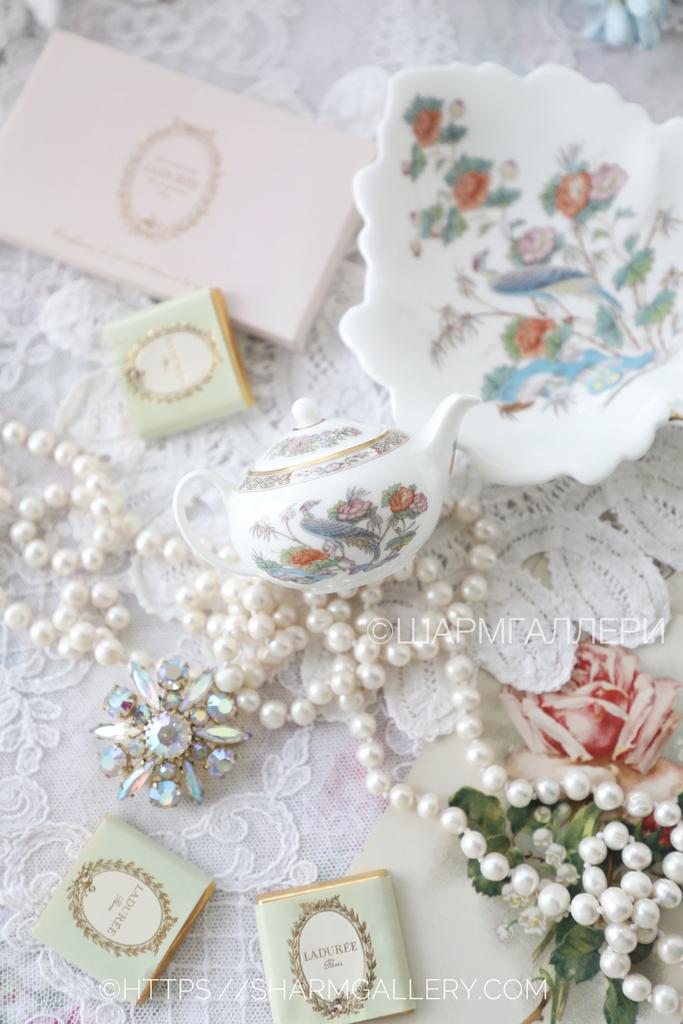 Редкость! Миниатюра кукольный Чайник серия Kutani Crane, фарфор Веджвуд Wedgwood Англия.