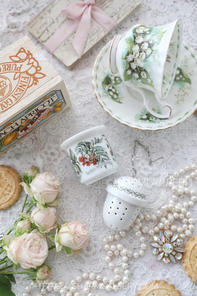 Фарфоровое ситечко для заваривания чая «Ботаника» фарфор Kaiser Кайзер Германия.