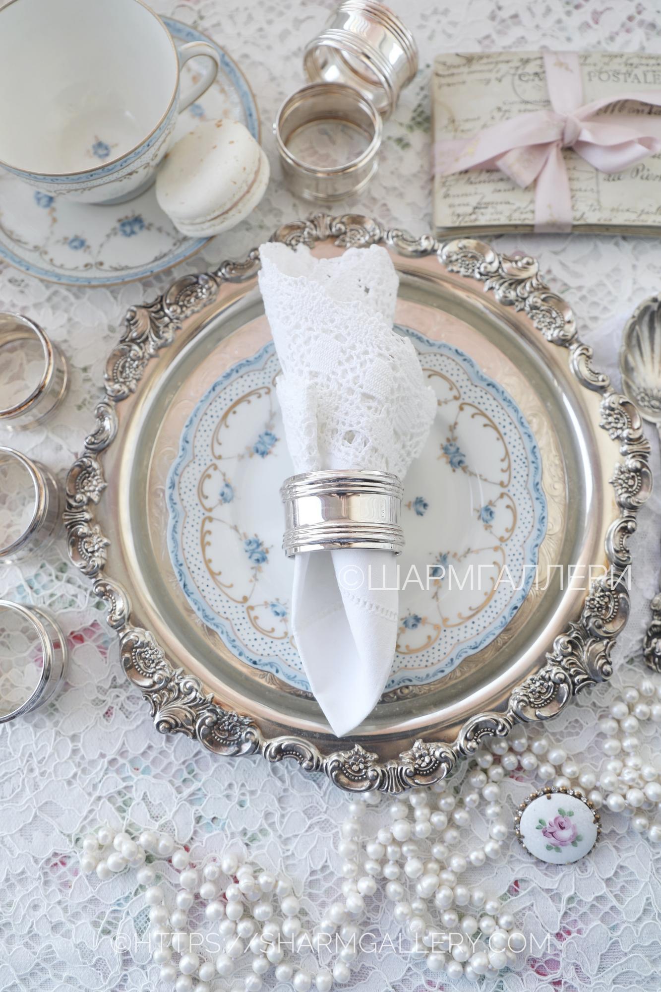 Набор колец для салфеток 6шт., серебрение Италия.