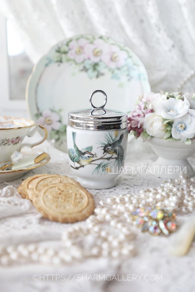Кодлер "Птицы" king size на 2 яйца фарфор Royal Worcester Англия.