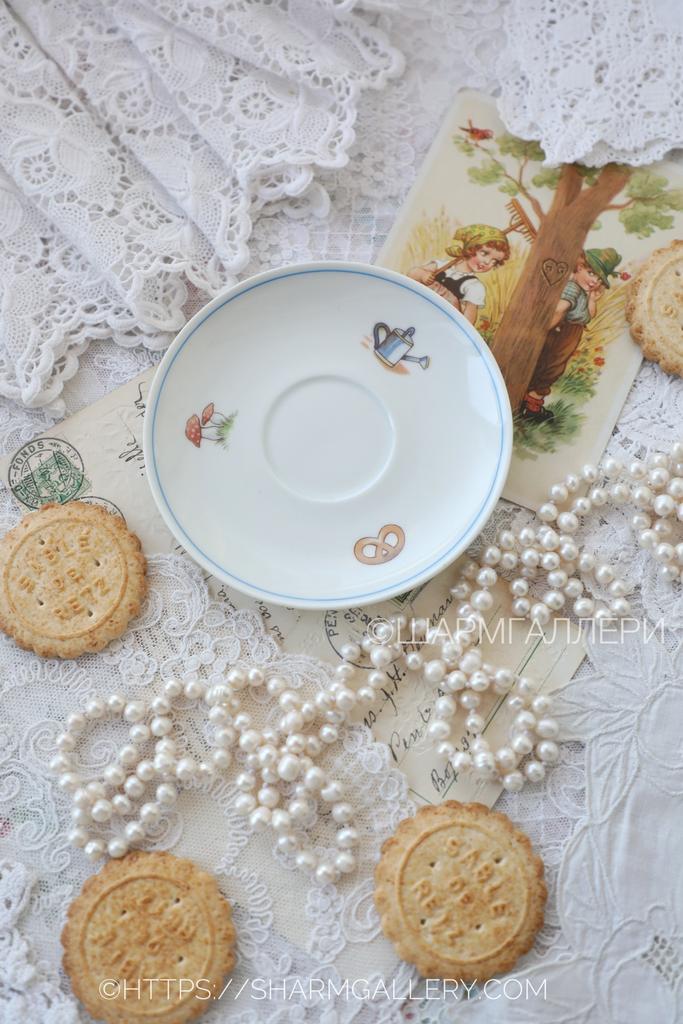 Редкость! Блюдце из серии Сказки 13см. фарфор Кольдиц/Colditz детская посуда, ГДР.