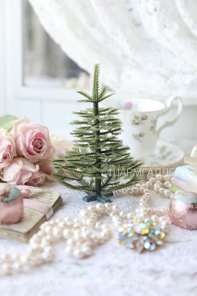 Мини елочка, кукольная елка «Малютка» 13см. пластмасса, СССР.