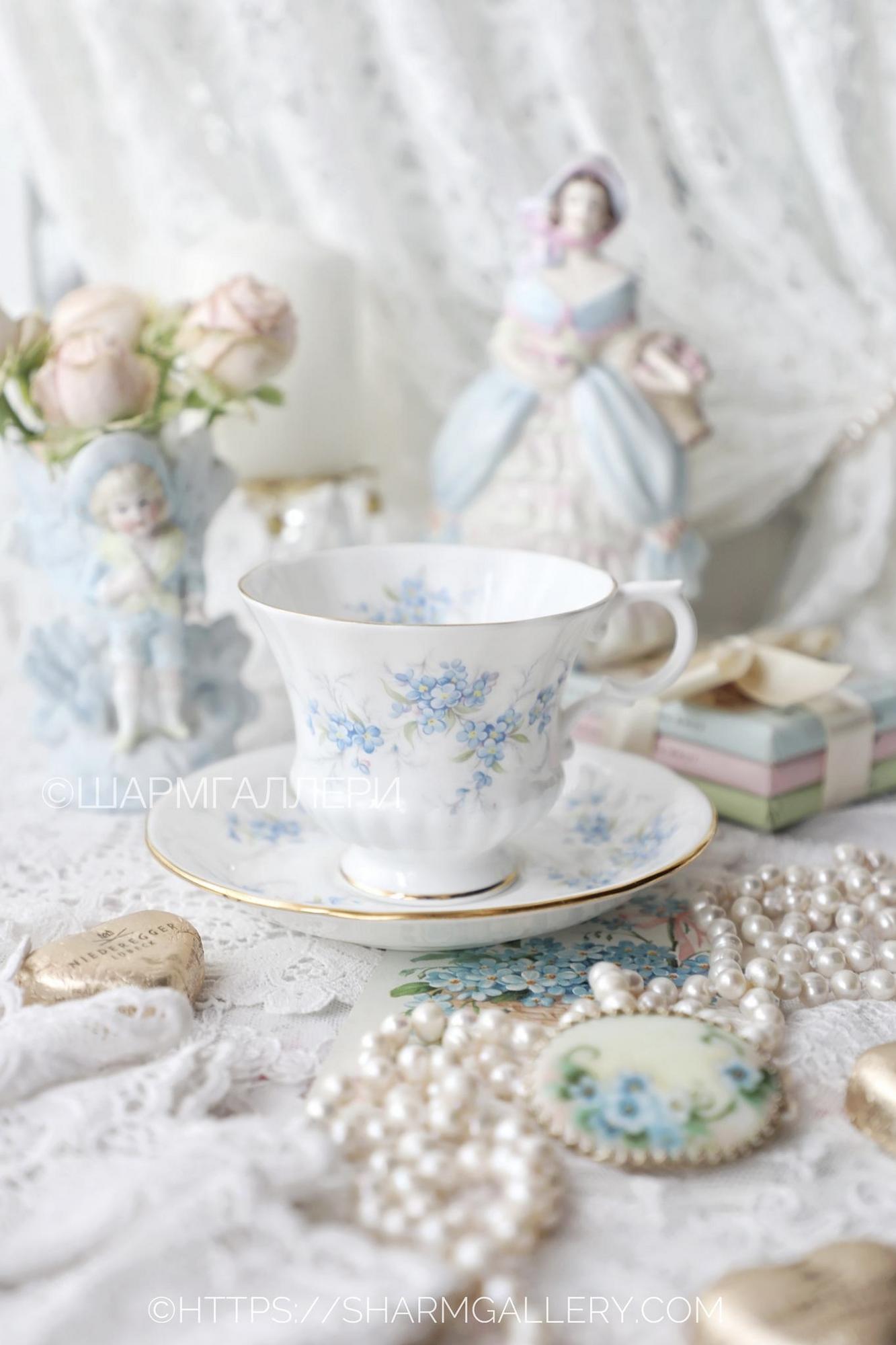 Уценка! Чайная пара «Незабудки» костяной фарфор Royal Standartd/Роял Штандарт Англия