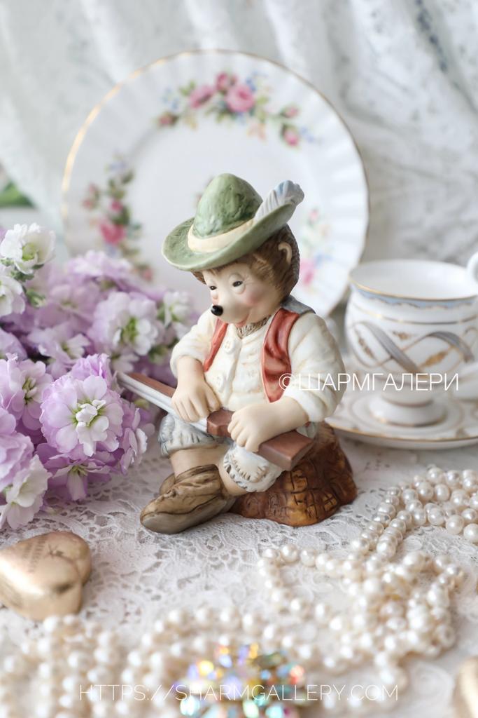 Редкость! Mecki/Мекки немецкие ежики «Ежик на охоте» статуэтка бисквитный фарфор Goebel Германия.