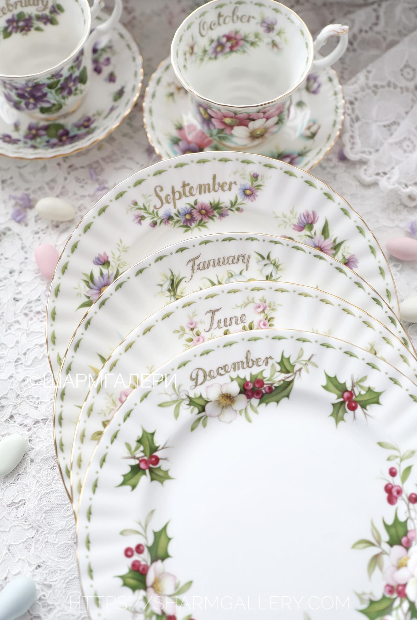 Редкость! Тарелка 20,5см. Сентябрь/Астра September/Michaelmas Daisy Цветок месяца/Flower of the month фарфор Royal Albert, Англия