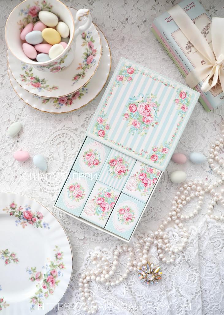 Коробка картонная мятная со спичками, Грингейт Дания "GreenGate" старая коллекция!