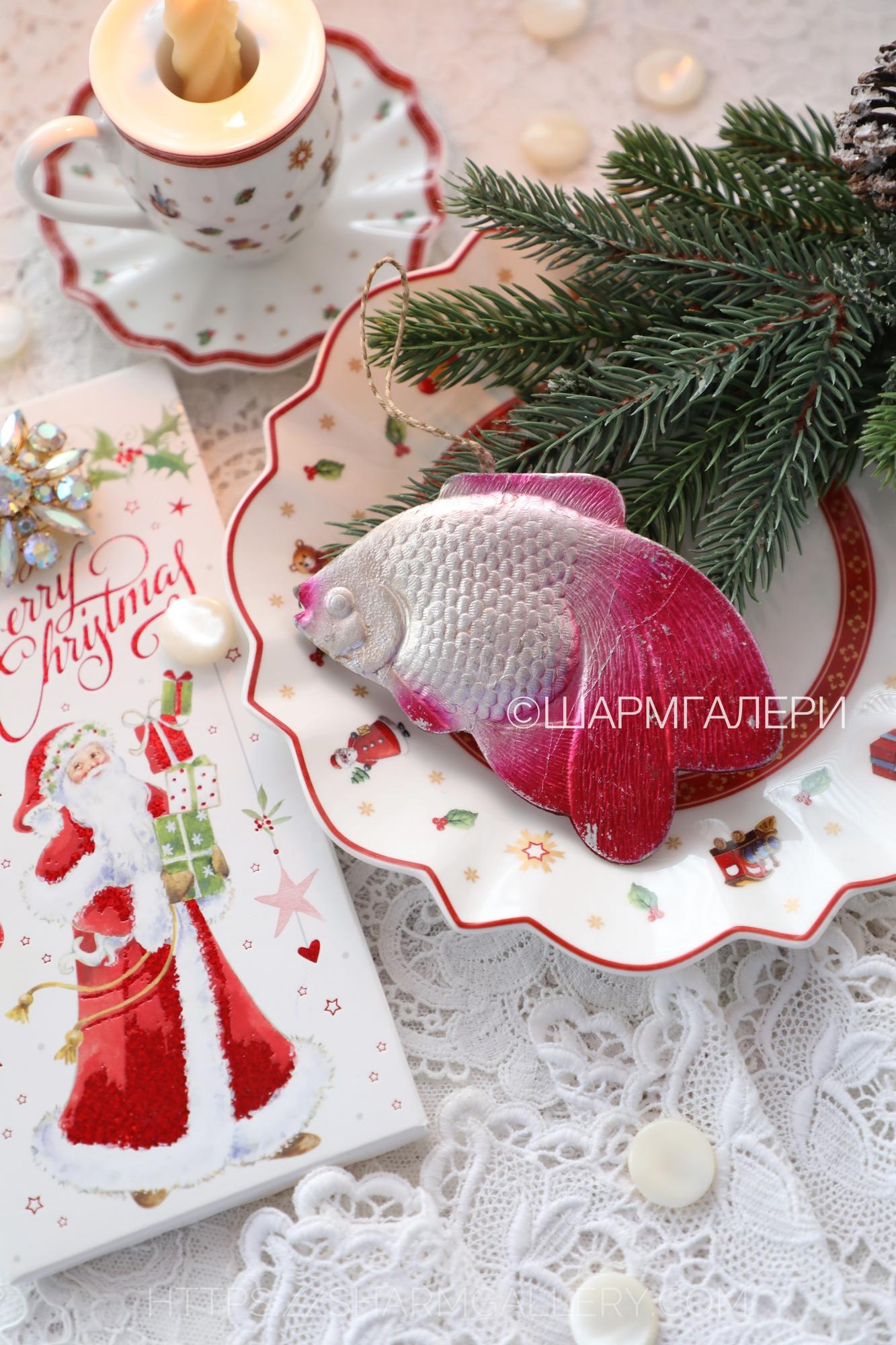 «Рыбка» елочная игрушка из картона - картонаж из серии «Море», СССР №7