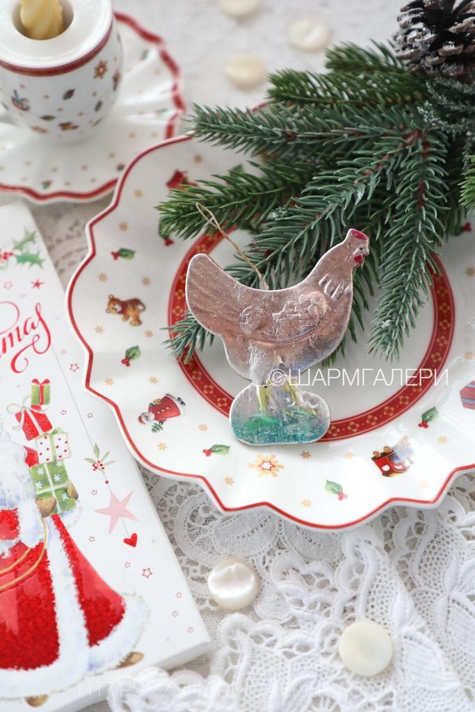 «Курочка» елочная игрушка из картона - картонаж, СССР №7