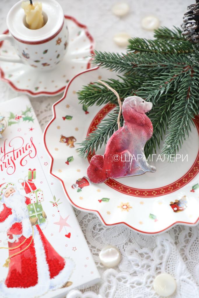 Собака елочная игрушка из картона - картонаж, СССР. №5.