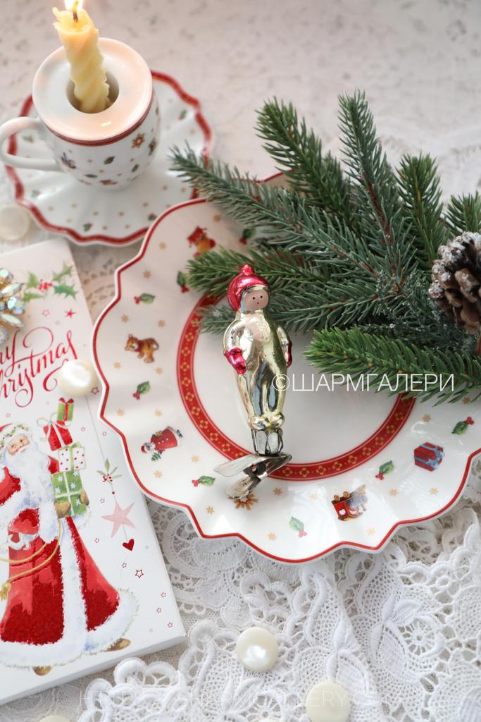 Космонавт мини №27 елочная игрушка, стекло на прищепке СССР.