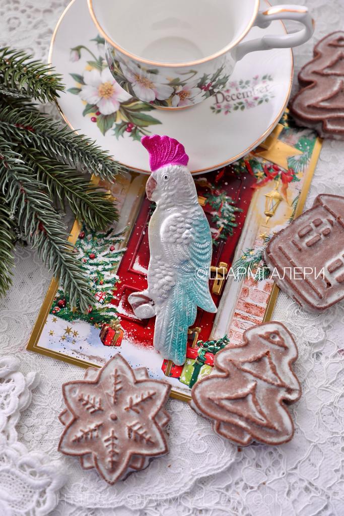 «Попугай Какаду» елочная игрушка из картона - картонаж, СССР №2