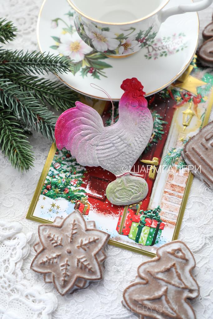 «Петух» елочная игрушка из картона - картонаж, СССР №4