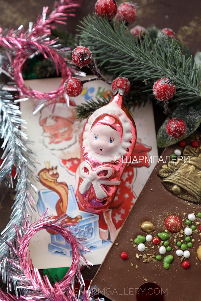 Младенец/Пеленашка розовый №39 советская елочная игрушка, стекло СССР.