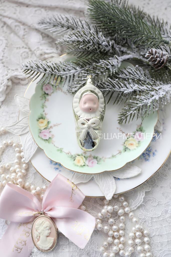 Младенец/Пеленашка №40 советская елочная игрушка, стекло СССР.