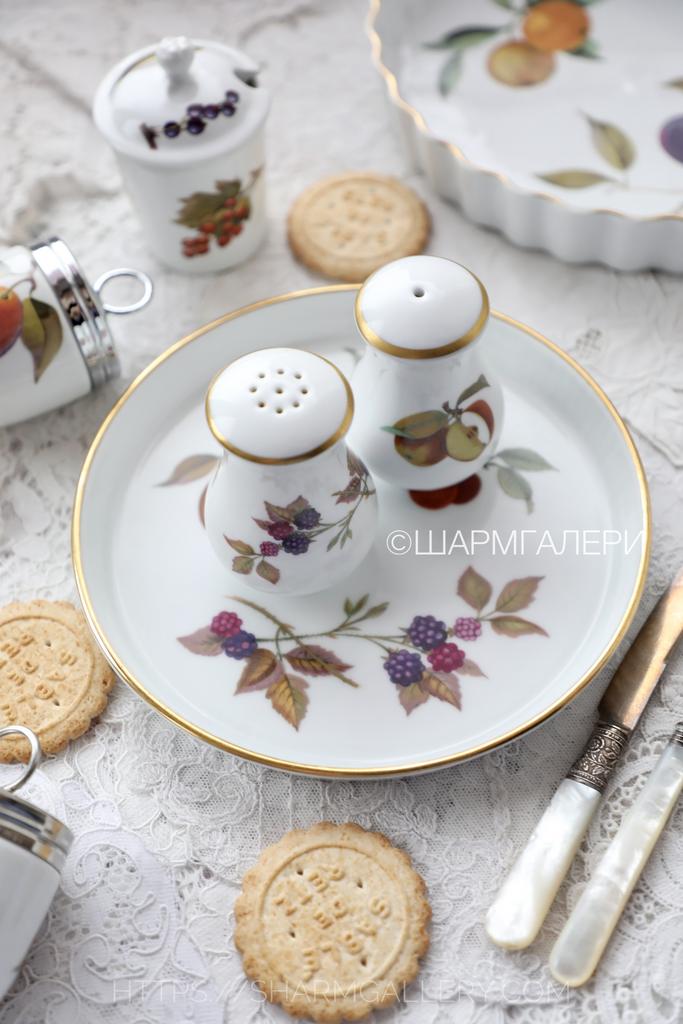 Набор для специй Соль Перец «Evesham» Ившем фарфор Royal Worcester Англия.