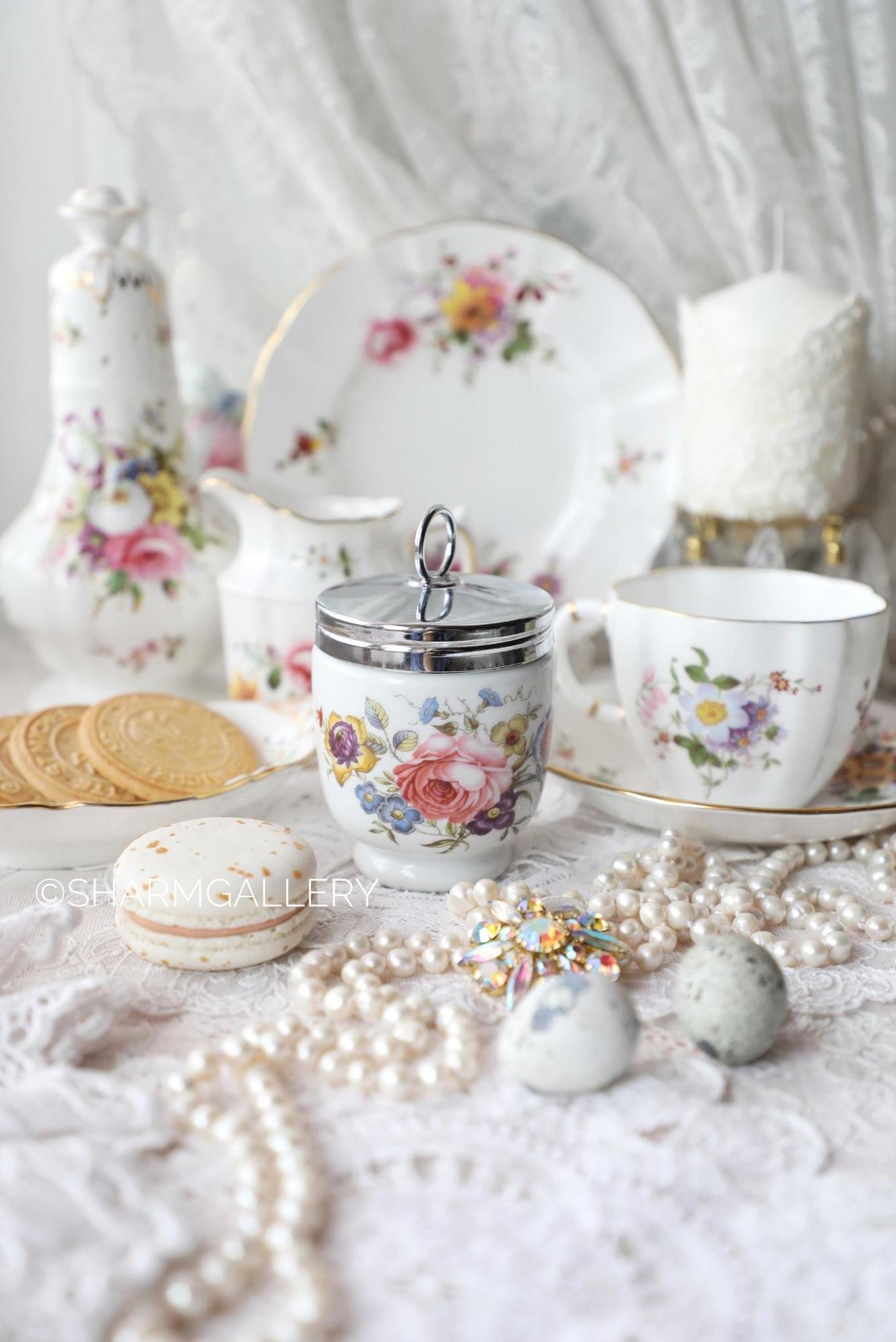 Кодлер на 2 яйца Роза "Bournemouth" Английские розы фарфор Royal Worcester Egg Coddler, Англия.