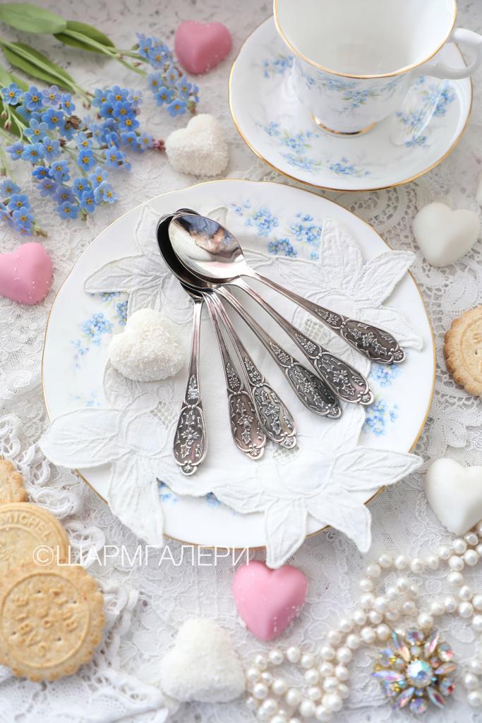 Мельхиоровые чайные ложки в коробке №36 юммет СССР